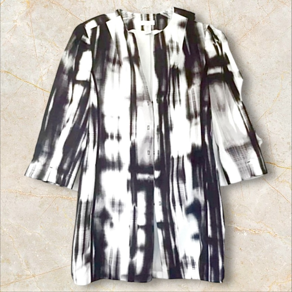✨ Chico’s - Black & White | Abstract Open-Front Jacket |Size 00